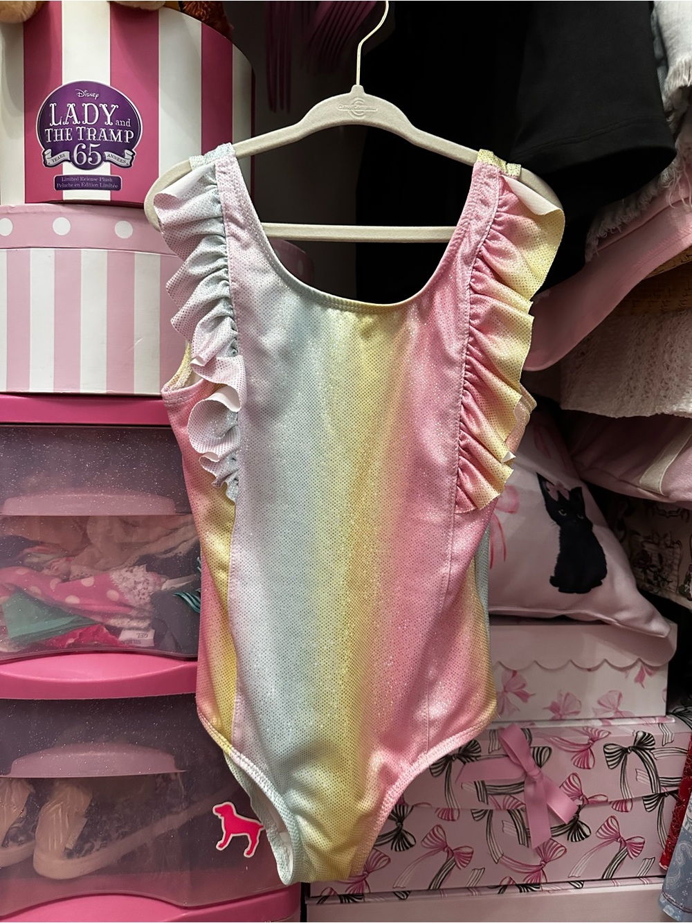 5 for $15! Pink Platinum Pastel Rainbow One-Piece Swimsuit Size 7/8